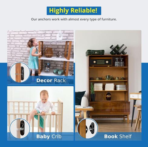 Anti Tip Furniture Anchors for Baby Proofing Premium Quality Upgraded Furniture Wall Anchors can Handle 400lbs Tension - Earthquake, Storm Resistant & Pet Safety Furniture Straps in Saudi Arabia