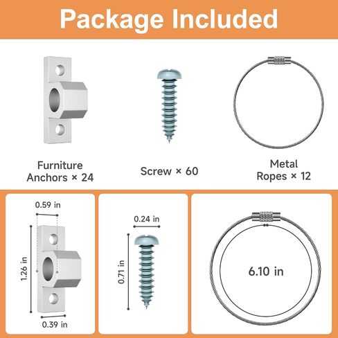 Furniture Anchors, 12 Pack Anti Tip Furniture Anchors for Baby Proofing kit, Toddler Safety Furniture Wall Anchor, Earthquake Straps for Cabinets Dresser in Saudi Arabia