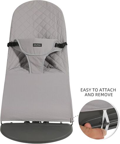 iGRATENS Fabric Seat for Bouncer - Cover for Baby Bjorn Bouncer Balance Soft & Bliss, 100% Cotton, Skin -Friendly, Machine Washable, Light Grey in Saudi Arabia