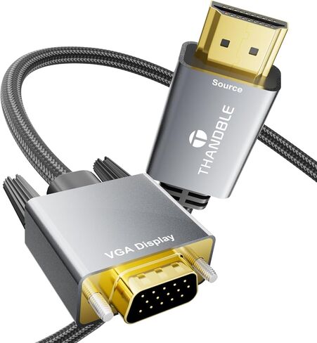 محول كابل HDMI إلى VGA [غلاف من الألومنيوم، مجدول من النايلون] مصدر HDMI أحادي الاتجاه بطول 6 أقدام إلى كابل عرض VGA متوافق مع أجهزة الكمبيوتر وسطح المكتب وأجهزة الكمبيوتر الشخصية وأجهزة الكمبيوتر المحمولة والشاشات وجهاز العرض والتلفزيون عالي الدقة وما إل in Kuwait