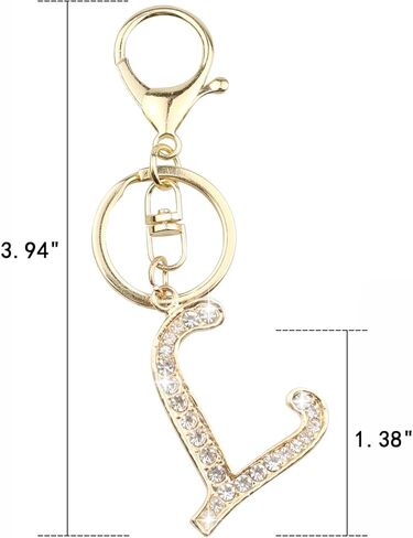 VIQWYIC 2 Pack Initial Letter Keychain for Women Girls, Bling Rhinestones A-Z Alphabet Keyring Handbags Charms (Gold&Silver) in Kuwait