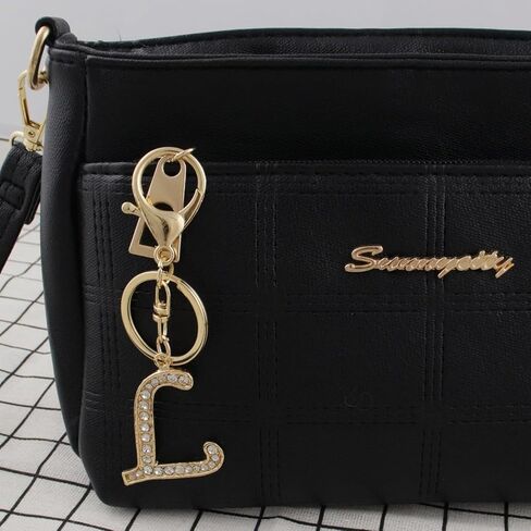 VIQWYIC 2 Pack Initial Letter Keychain for Women Girls, Bling Rhinestones A-Z Alphabet Keyring Handbags Charms (Gold&Silver) in Kuwait