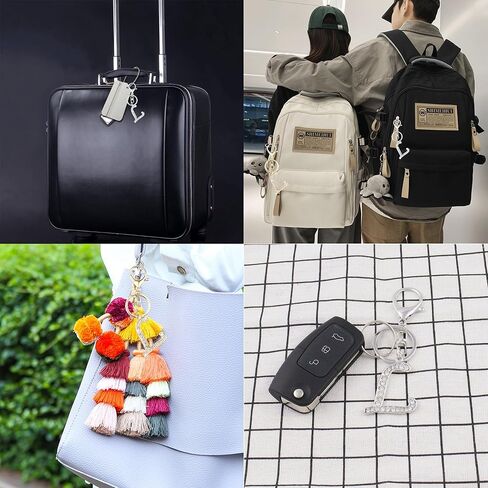 VIQWYIC 2 Pack Initial Letter Keychain for Women Girls, Bling Rhinestones A-Z Alphabet Keyring Handbags Charms (Gold&Silver) in Kuwait