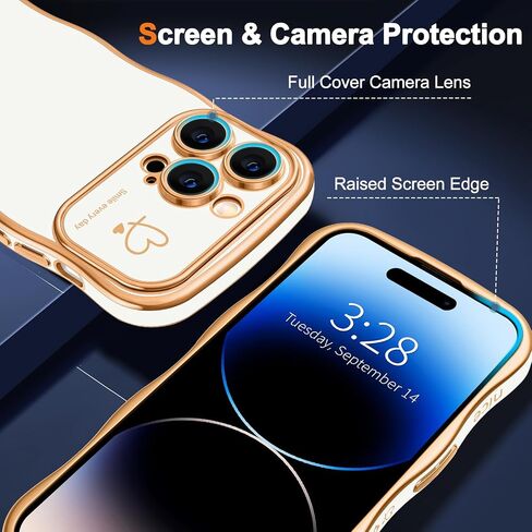 حافظة هاتف Hython لهاتف iPhone 14، حافظة هاتف على شكل إطار مموج لطيف، رقيقة ونحيفة فاخرة بحافة متموجة، غطاء حماية مطاطي مقاوم للصدمات من مادة TPU الناعمة للنساء والفتيات، قلب أرجواني داكن in Kuwait
