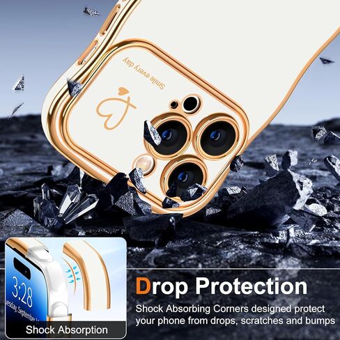 حافظة هاتف Hython لهاتف iPhone 14، حافظة هاتف على شكل إطار مموج لطيف، رقيقة ونحيفة فاخرة بحافة متموجة، غطاء حماية مطاطي مقاوم للصدمات من مادة TPU الناعمة للنساء والفتيات، قلب أرجواني داكن in Kuwait