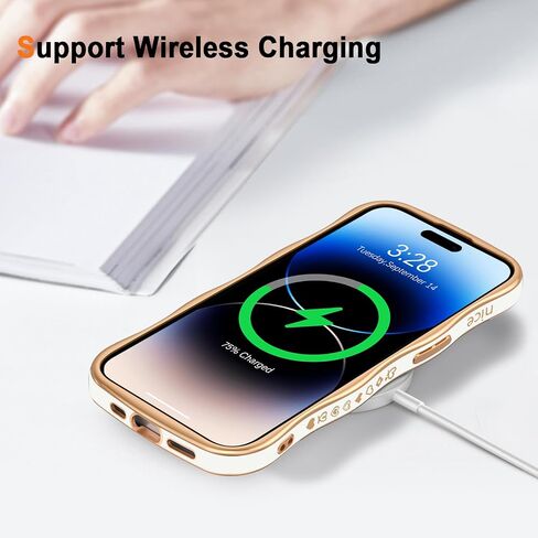 حافظة هاتف Hython لهاتف iPhone 14، حافظة هاتف على شكل إطار مموج لطيف، رقيقة ونحيفة فاخرة بحافة متموجة، غطاء حماية مطاطي مقاوم للصدمات من مادة TPU الناعمة للنساء والفتيات، قلب أرجواني داكن in Kuwait