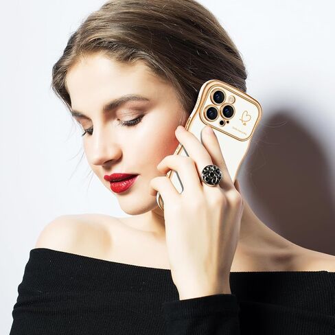 حافظة هاتف Hython لهاتف iPhone 14، حافظة هاتف على شكل إطار مموج لطيف، رقيقة ونحيفة فاخرة بحافة متموجة، غطاء حماية مطاطي مقاوم للصدمات من مادة TPU الناعمة للنساء والفتيات، قلب أرجواني داكن in Kuwait