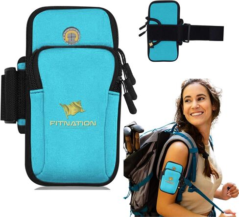 Water Resistant Cell Phone Armband Running Pouch for for iPhone 11/12/13/14 Pro Max, Samsung Galaxy S23/S22/S21/S20/Z Fold/Note, Huawei, Xiaomi, OnePlus & More (up to 7") Adjustable Strap & Pocket in Saudi Arabia