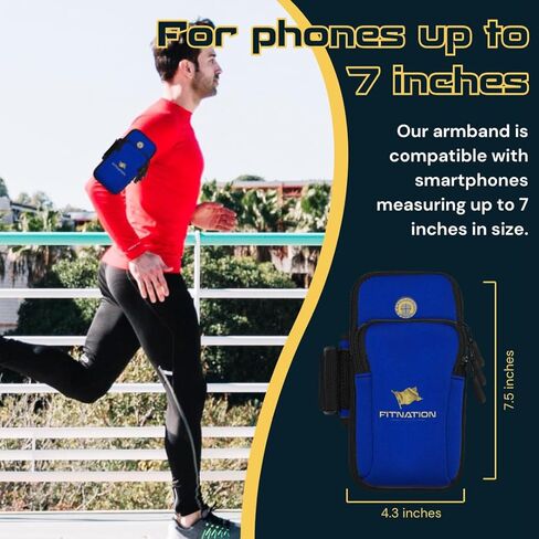 Water Resistant Cell Phone Armband Running Pouch for for iPhone 11/12/13/14 Pro Max, Samsung Galaxy S23/S22/S21/S20/Z Fold/Note, Huawei, Xiaomi, OnePlus & More (up to 7") Adjustable Strap & Pocket in Saudi Arabia