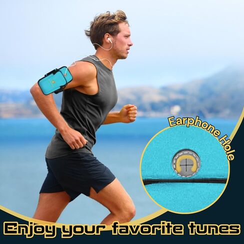 Water Resistant Cell Phone Armband Running Pouch for for iPhone 11/12/13/14 Pro Max, Samsung Galaxy S23/S22/S21/S20/Z Fold/Note, Huawei, Xiaomi, OnePlus & More (up to 7") Adjustable Strap & Pocket in Saudi Arabia