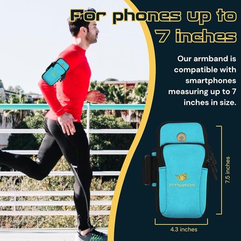 Water Resistant Cell Phone Armband Running Pouch for for iPhone 11/12/13/14 Pro Max, Samsung Galaxy S23/S22/S21/S20/Z Fold/Note, Huawei, Xiaomi, OnePlus & More (up to 7") Adjustable Strap & Pocket in Saudi Arabia