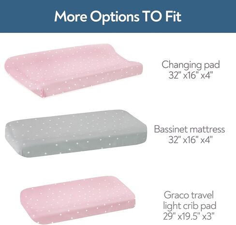 غطاء وسادة تغيير الحفاضات للأولاد والبنات 4 عبوات، ملاءات غطاء طاولة تغيير ملائمة للأطفال، ناعمة قابلة للتنفس لطاولة تغيير الحفاضات مقاس 81.28 سم × 40.64 سم، ملاءات سرير محايدة - نقاط وردية ورمادية in Kuwait