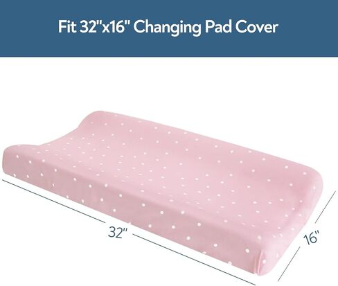 غطاء وسادة تغيير الحفاضات للأولاد والبنات 4 عبوات، ملاءات غطاء طاولة تغيير ملائمة للأطفال، ناعمة قابلة للتنفس لطاولة تغيير الحفاضات مقاس 81.28 سم × 40.64 سم، ملاءات سرير محايدة - نقاط وردية ورمادية in Kuwait