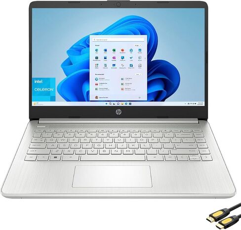 كمبيوتر محمول HP للطلاب والأعمال، شاشة 14 بوصة مضادة للتوهج، Celeron N4120، ذاكرة الوصول العشوائي 8 جيجابايت، 128 جيجابايت eMMC، قارئ بطاقة SD، شحن سريع، كاميرا ويب، واي فاي، بلوتوث، USB-C، HDMI، كابل SPS HDMI، ويندوز 11 هوم إس وضع in Saudi Arabia