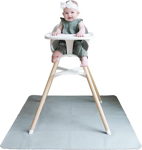 Vegan Leather High Chair Mat by Lark Baby Goods (40 x 40 in) - Waterproof Wipeable Splat Mat for Under High Chair - Baby High Chair Floor Mat for Splash and Spill Protection - Brown in Saudi Arabia