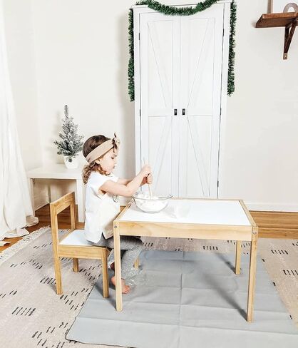 Vegan Leather High Chair Mat by Lark Baby Goods (40 x 40 in) - Waterproof Wipeable Splat Mat for Under High Chair - Baby High Chair Floor Mat for Splash and Spill Protection - Brown in Saudi Arabia