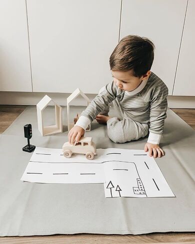 Vegan Leather High Chair Mat by Lark Baby Goods (40 x 40 in) - Waterproof Wipeable Splat Mat for Under High Chair - Baby High Chair Floor Mat for Splash and Spill Protection - Brown in Saudi Arabia