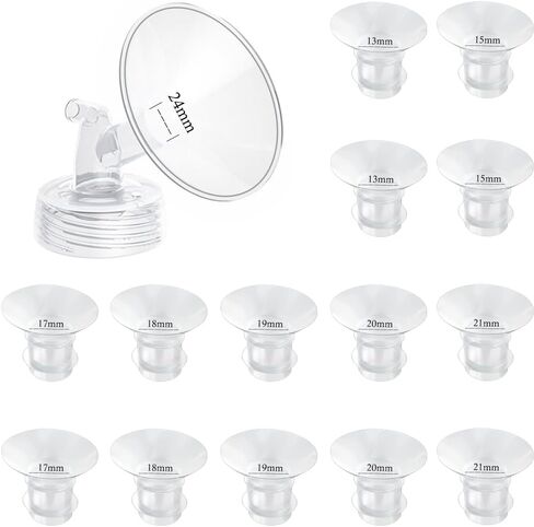 Flange Inserts 13/15/17/18/19/20/21mm 14PC Compatible with Momcozy S12 pro/S9 pro/S9/S10/S12/Medela/TSRETE/Spectra/Bellababy Breast Pumps, Reduce 24mm Tunnel Down to Correct Size in Saudi Arabia