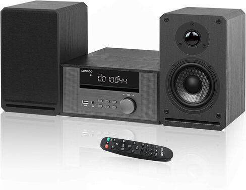 Compact Micro CD Stereo System | 30W Home Stereo Shelf System l Support CD Player/Bluetooth/FM Radio/AUX Input/USB/ 3.5mm Headphone Port | 2-Way Crisp-Clear Sound | DSP-Tech | Remote Control in Saudi Arabia