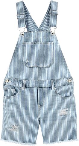 OshKosh B'Gosh Baby & Toddler Kids' Knit Denim Shortalls with Adjustable Straps & Pockets, Denim, Size 2T, Beige in Saudi Arabia