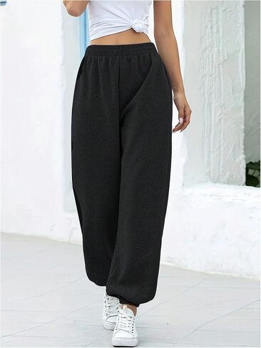 RoseSeek Women's Baggy Sweatpants High Elastic Waist Loose Jogger Pants Workout Gym Pants with Pocket in Saudi Arabia