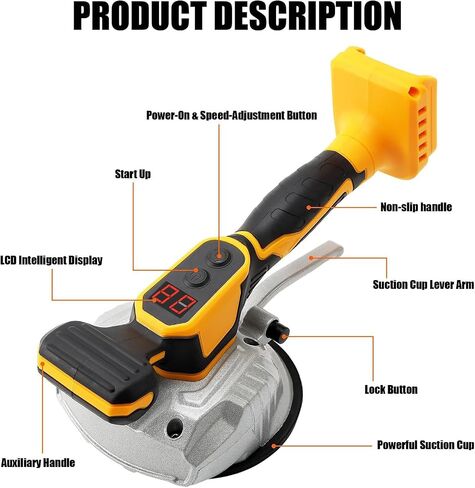 Tile Vibration Machine for Dewalt 20V MAX Battery, Cordless Tile Vibration Leveling Machine with 8 Adjustable Speed,Suction Cup,Digital Display for Floor,Tile,Wall (NO Battery) (for Dewalt) in Saudi Arabia