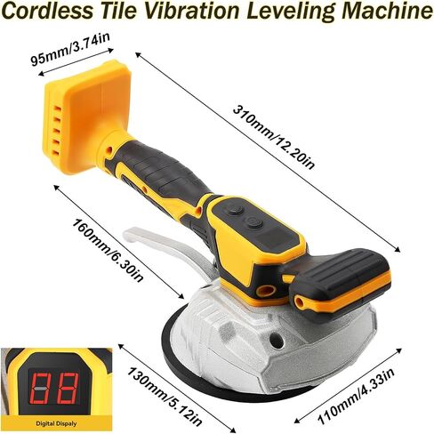 Tile Vibration Machine for Dewalt 20V MAX Battery, Cordless Tile Vibration Leveling Machine with 8 Adjustable Speed,Suction Cup,Digital Display for Floor,Tile,Wall (NO Battery) (for Dewalt) in Saudi Arabia