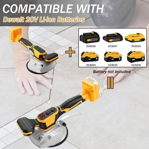 Tile Vibration Machine for Dewalt 20V MAX Battery, Cordless Tile Vibration Leveling Machine with 8 Adjustable Speed,Suction Cup,Digital Display for Floor,Tile,Wall (NO Battery) (for Dewalt) in Saudi Arabia