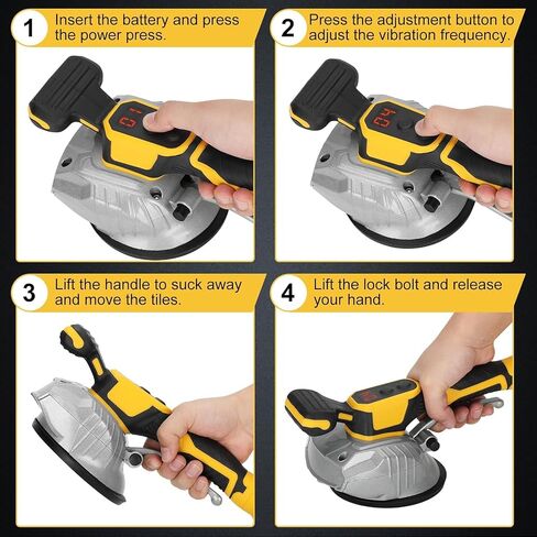 Tile Vibration Machine for Dewalt 20V MAX Battery, Cordless Tile Vibration Leveling Machine with 8 Adjustable Speed,Suction Cup,Digital Display for Floor,Tile,Wall (NO Battery) (for Dewalt) in Saudi Arabia