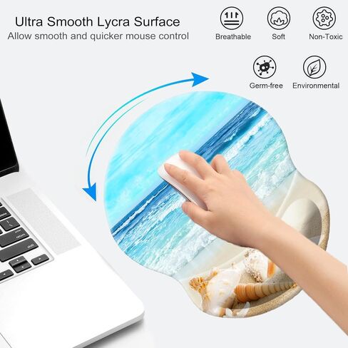Mouse Pad with Wrist Support, Non Slip Mousepad Wrist Rest for Office, Computer, Laptop & Mac-Comfortable & Lightweight Ergonomic Support Mouse Mat(DL-Beach) in Kuwait