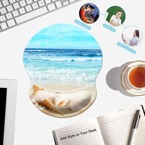 Mouse Pad with Wrist Support, Non Slip Mousepad Wrist Rest for Office, Computer, Laptop & Mac-Comfortable & Lightweight Ergonomic Support Mouse Mat(DL-Beach) in Kuwait