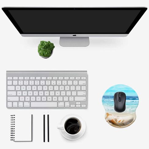 Mouse Pad with Wrist Support, Non Slip Mousepad Wrist Rest for Office, Computer, Laptop & Mac-Comfortable & Lightweight Ergonomic Support Mouse Mat(DL-Beach) in Kuwait