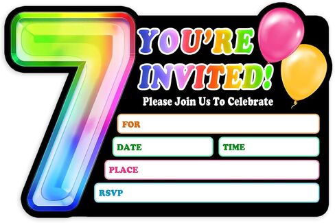 Rainbow Holographic Ballon Invitations with Envelope for 4th Birthday Party Anniversary,Fun Party Invite for Girls Child,Set of 30,4x6 inches in Saudi Arabia