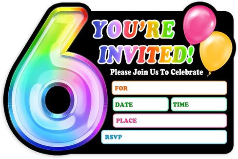 Rainbow Holographic Ballon Invitations with Envelope for 4th Birthday Party Anniversary,Fun Party Invite for Girls Child,Set of 30,4x6 inches in Kuwait