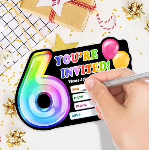 Rainbow Holographic Ballon Invitations with Envelope for 4th Birthday Party Anniversary,Fun Party Invite for Girls Child,Set of 30,4x6 inches in Kuwait