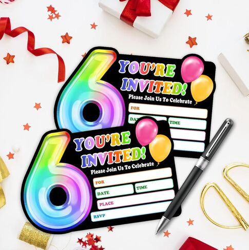 Rainbow Holographic Ballon Invitations with Envelope for 4th Birthday Party Anniversary,Fun Party Invite for Girls Child,Set of 30,4x6 inches in Kuwait