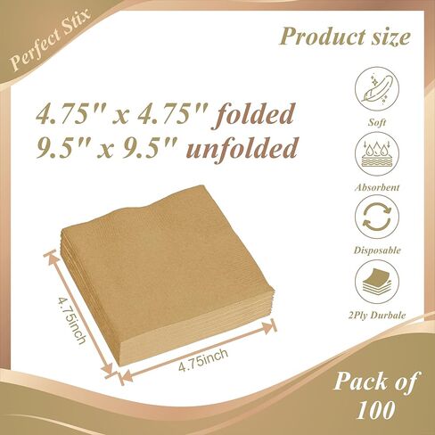 Perfect Stix - مناديل ورقية لمشروبات الكوكتيل مكونة من طبقتين باللون الأسود - 100 قيراط، طبقتان، باللون الأسود (عبوة من 100 قطعة) in Saudi Arabia