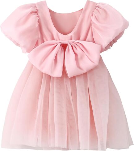 Toddler Girls Tutu Dress Puff Sleeve Backless Twirly Flared Birthday Party Princess Flower Girl Dresses in Kuwait