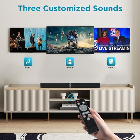 MZEIBO TV Sound Bar, 50W Bluetooth 5.0 Sound Bars for Smart TV, Surround Sound System with Powerful Bass, Home Theater Speakers with ARC/Optical/AUX, TV Speakers Soundbars with Split Design in Kuwait