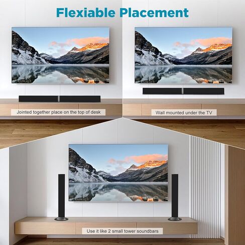 MZEIBO TV Sound Bar, 50W Bluetooth 5.0 Sound Bars for Smart TV, Surround Sound System with Powerful Bass, Home Theater Speakers with ARC/Optical/AUX, TV Speakers Soundbars with Split Design in Kuwait
