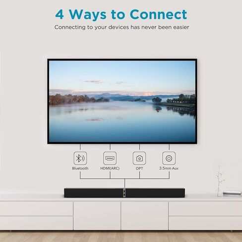 MZEIBO TV Sound Bar, 50W Bluetooth 5.0 Sound Bars for Smart TV, Surround Sound System with Powerful Bass, Home Theater Speakers with ARC/Optical/AUX, TV Speakers Soundbars with Split Design in Kuwait