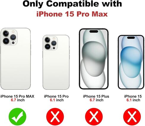 حافظة HianDier لهاتف iPhone 15 Pro Max مع حامل بطاقة من جلد البولي يوريثان 15 Pro Max حافظة بمقبض إصبع لهاتف iPhone 15 Pro Max حافظة للنساء بأزرار مغناطيسية وغطاء مقاوم للصدمات لهاتف 15 Pro Max - أبيض in Kuwait