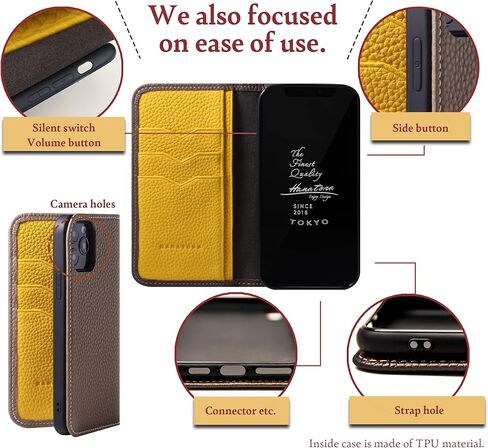 hanatora - Japan Leather Wallet Case for iPhone12/ iPhone12 Pro in Genuine Calfskin - Flip Cover Card Holder Slots [magsafe] Diary Smartphone Case PH-12Pro-Cyan in Saudi Arabia