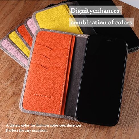hanatora - Japan Leather Wallet Case for iPhone12/ iPhone12 Pro in Genuine Calfskin - Flip Cover Card Holder Slots [magsafe] Diary Smartphone Case PH-12Pro-Cyan in Saudi Arabia