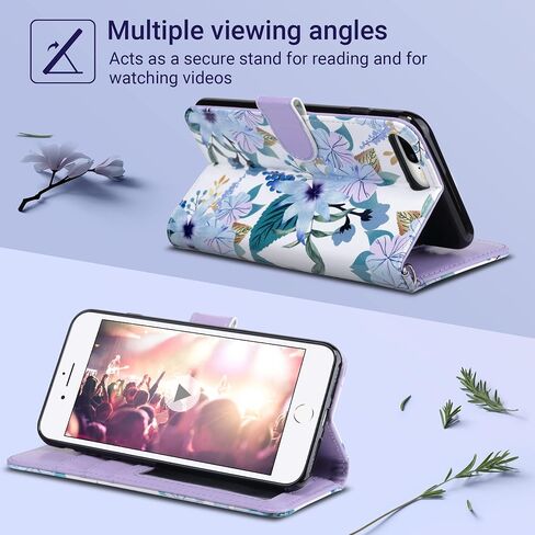 ULAK Compatible with iPhone 8 Plus/7 Plus Wallet Case for Women Girls, Premium PU Leather Flip Cover with Card Holders, Kickstand Feature Protective Purse Case 5.5 Inch Black in Kuwait