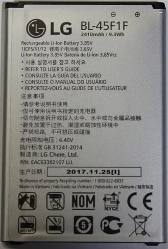 Original Battery for LG Aristo, Phoenix 3, Risio 2, K4, Fortune 2, K8, Rebel 2 | 2410mAh | BL-45F1F in Saudi Arabia