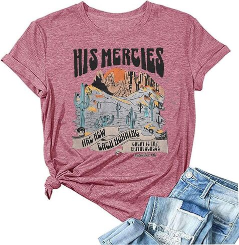 Christian T-Shirt Woman Jesus Faith Tshirts Bible Verse Shirts Casual Christians Inspirational Tee Tops in Saudi Arabia