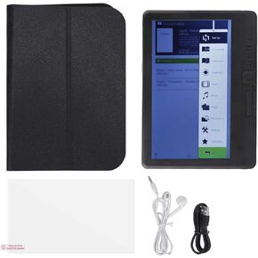 Yoidesu E Reader, 7in Portable Color TFT LCD 16:9 Screen HD Black E Reader Books with Navigation and Protective Case(16GB)