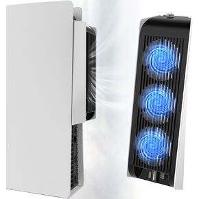 مروحة تبريد لجهاز PS5، مروحة تبريد هادئة مطورة مع إضاءة LED، ملحقات تبريد أفقية مع محاور USB3.0، نظام تبريد فعال لقرص PS5 والإصدار الرقمي