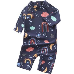 Toddler Baby Girls Rash Guard Sunsuits for Girls One Piece Swimsuits UPF 50+ Short Sleeve Bathing Suit Beachwear